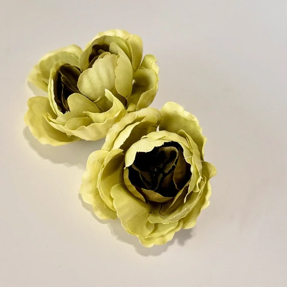 LIFELIKE 2 Olive Green Ranunculus Faux Flowers - Wreath, Wedding, Home Decor